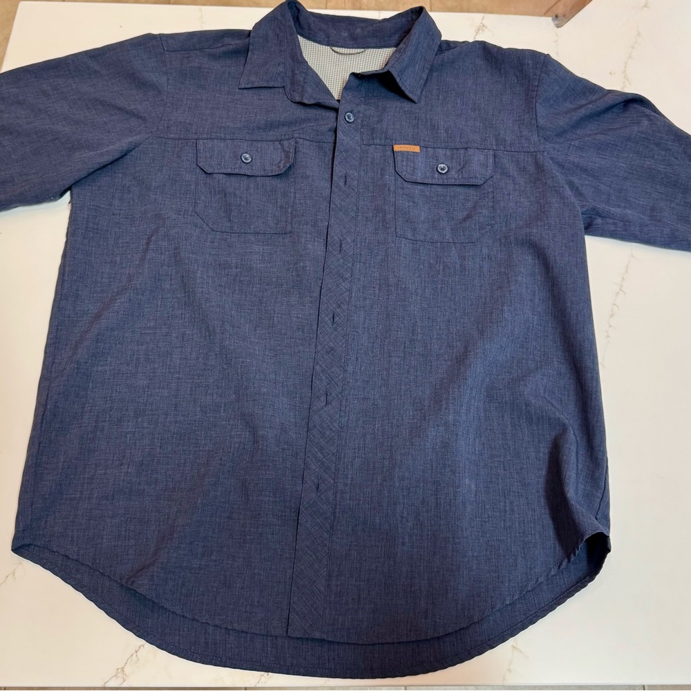 Orvis Men's Casual Blue Button-Down Shirt